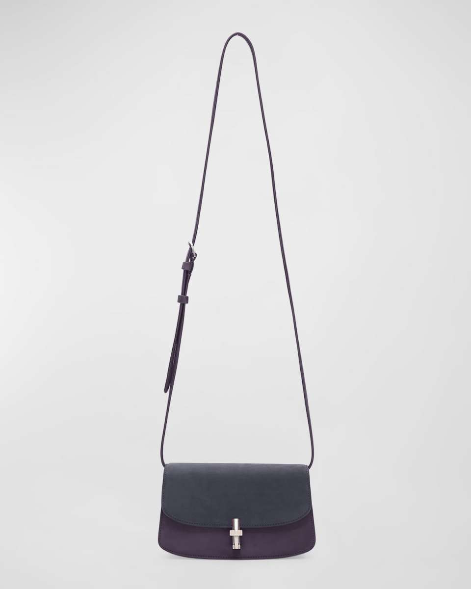 Sofia E/W Crossbody in Lux Grained Calfskin and Nubuck with Silver Hardware