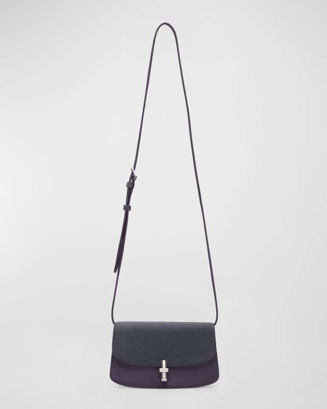 Sofia E/W Crossbody in Lux Grained Calfskin and Nubuck with Silver Hardware