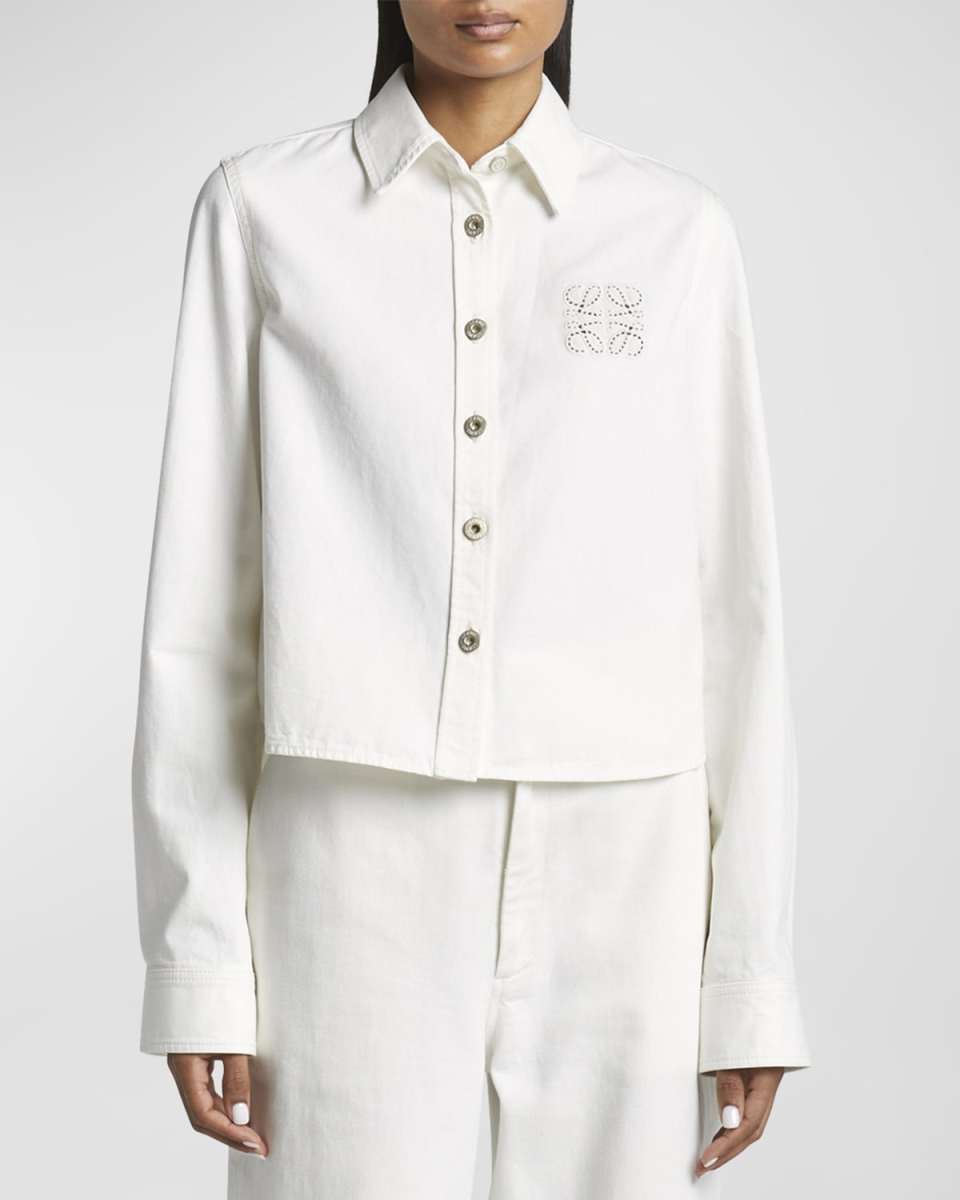 x Paula Ibiza Anagram Open-Back Button Down Top