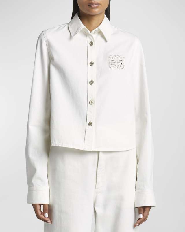 x Paula Ibiza Anagram Open-Back Button Down Top