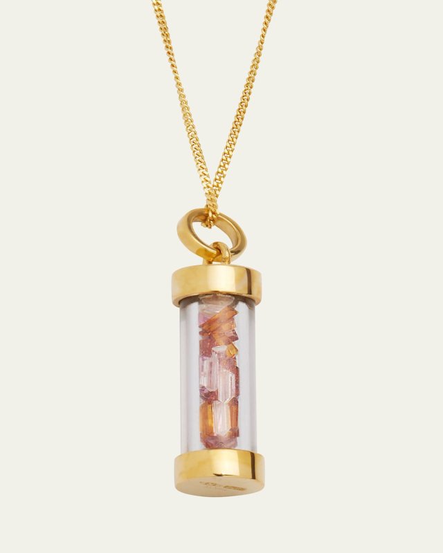 Bottle Necklace with Pink Tourmaline, Citrine and Morganite Mini-Baguette Sprinkles