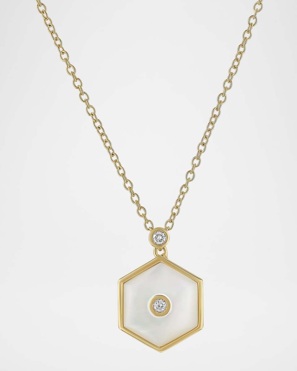 Baia Sommersa 18K Yellow Gold White Diamond and Mother-of-Pearl Pendant