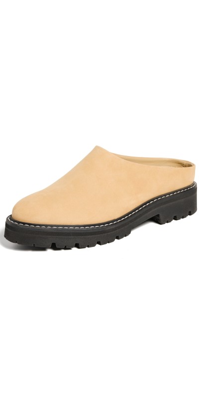 Jenni Kayne Oiled Leather Lug Sole Mules Dark Sand