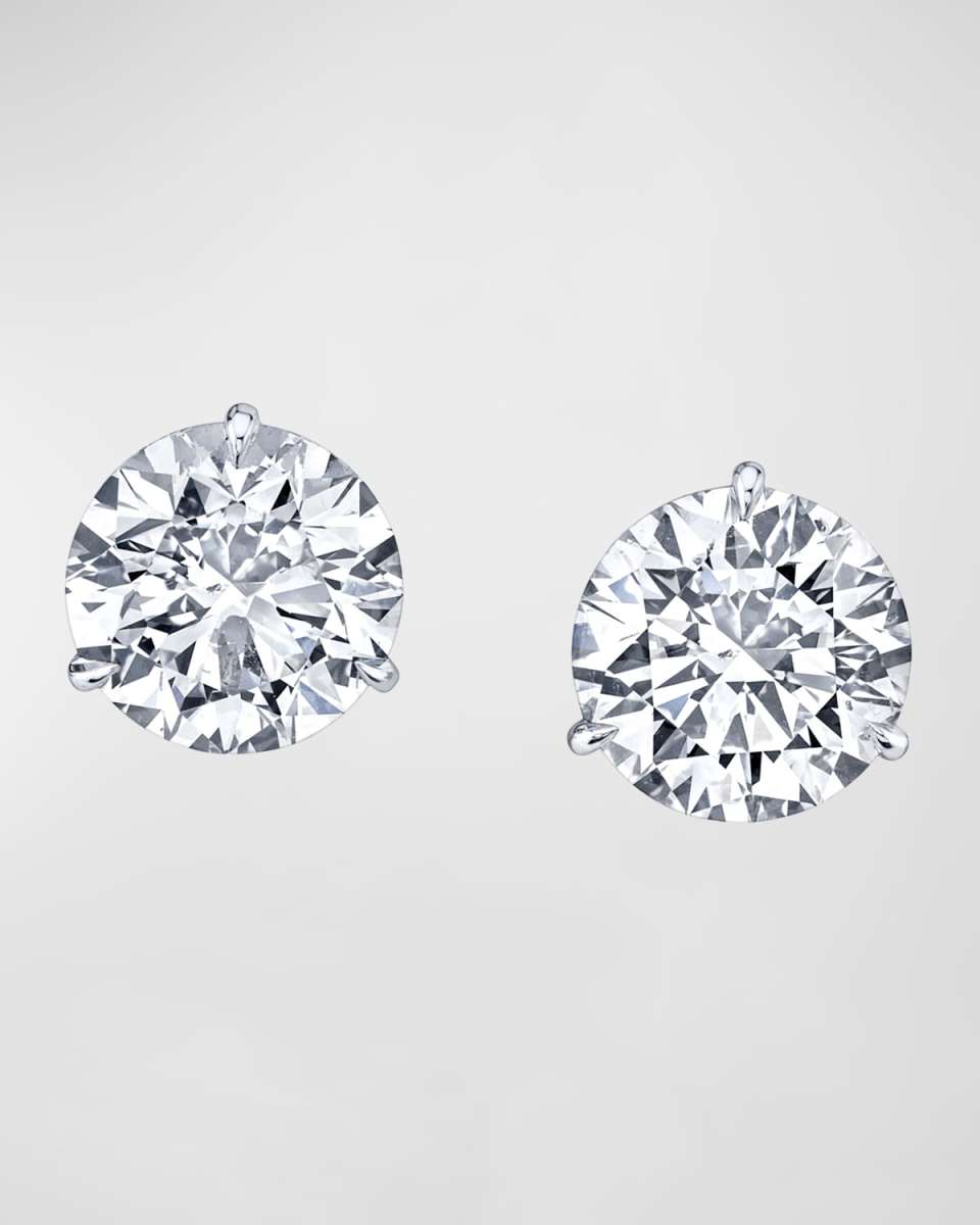 18K White Gold 3-Prong Diamond Martini Stud Earrings, 10tcw, 0.43"W / 0.43"W