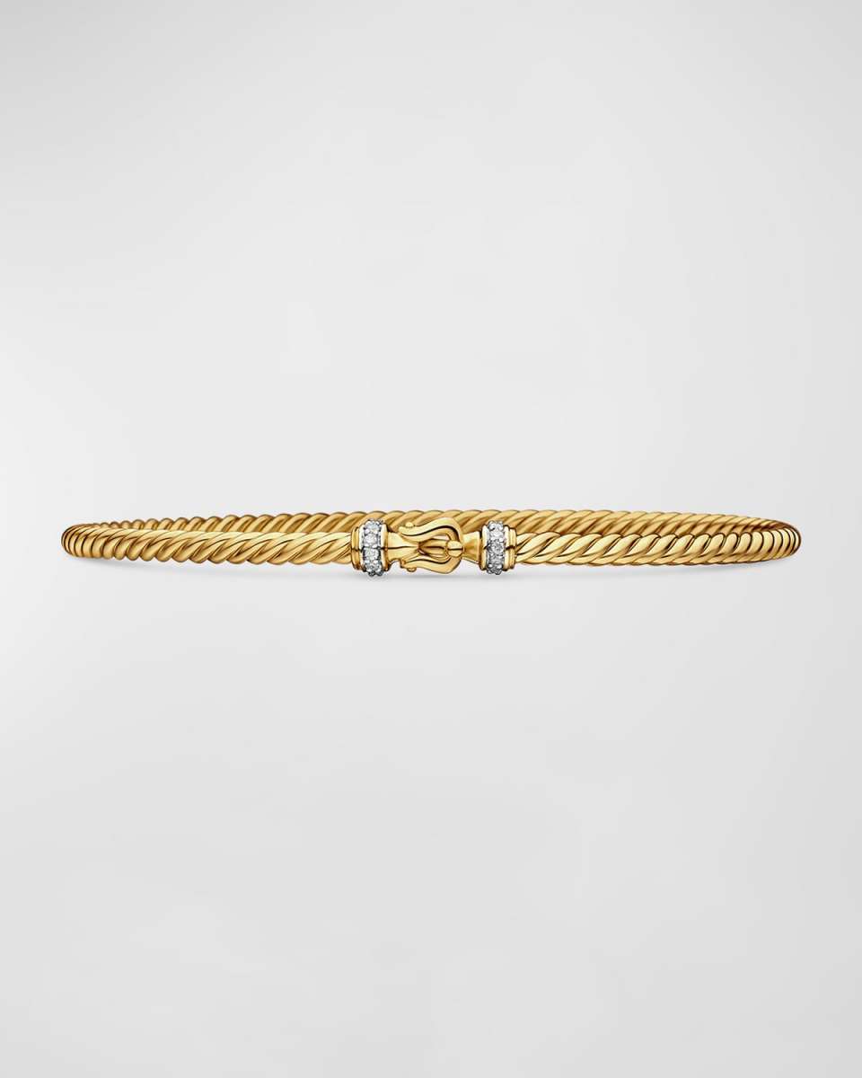 Cable Buckle Bracelet with Diamonds and 18K Gold, 2.6mm