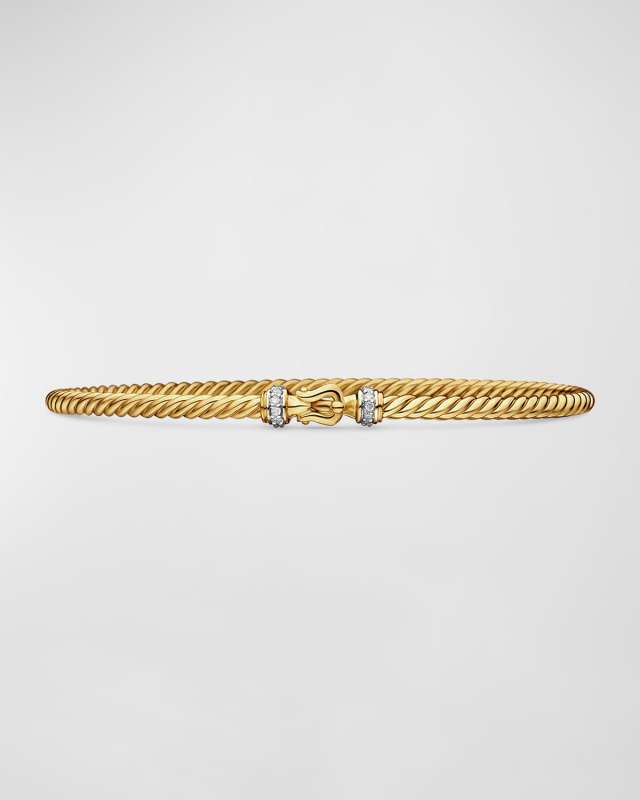 Cable Buckle Bracelet with Diamonds and 18K Gold, 2.6mm