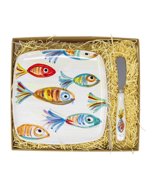 Pesci Colorati Square Plate with Spreader