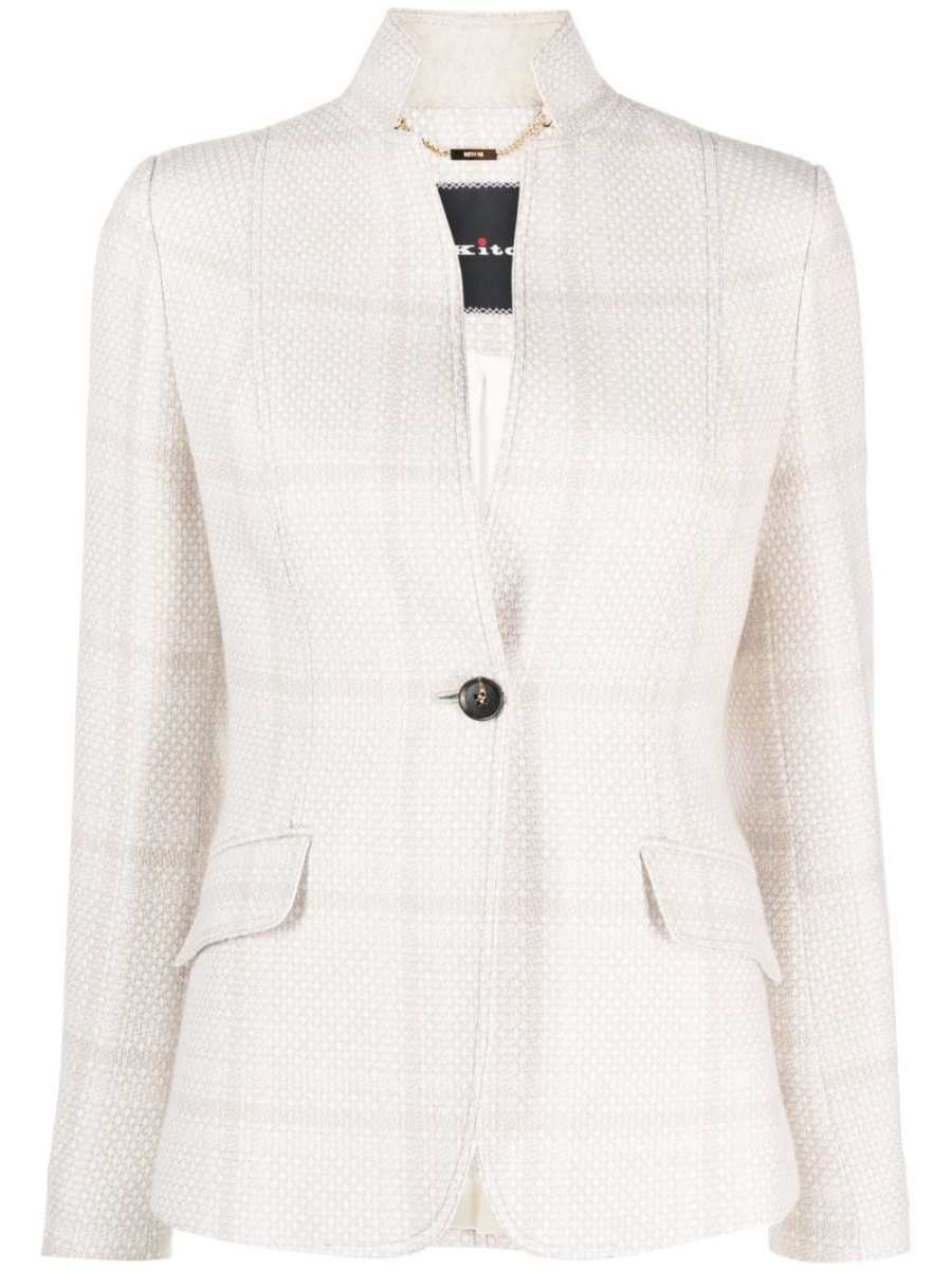 check-pattern single-breasted blazer