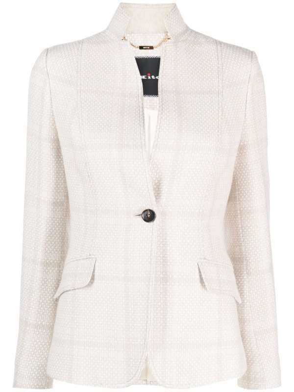 check-pattern single-breasted blazer