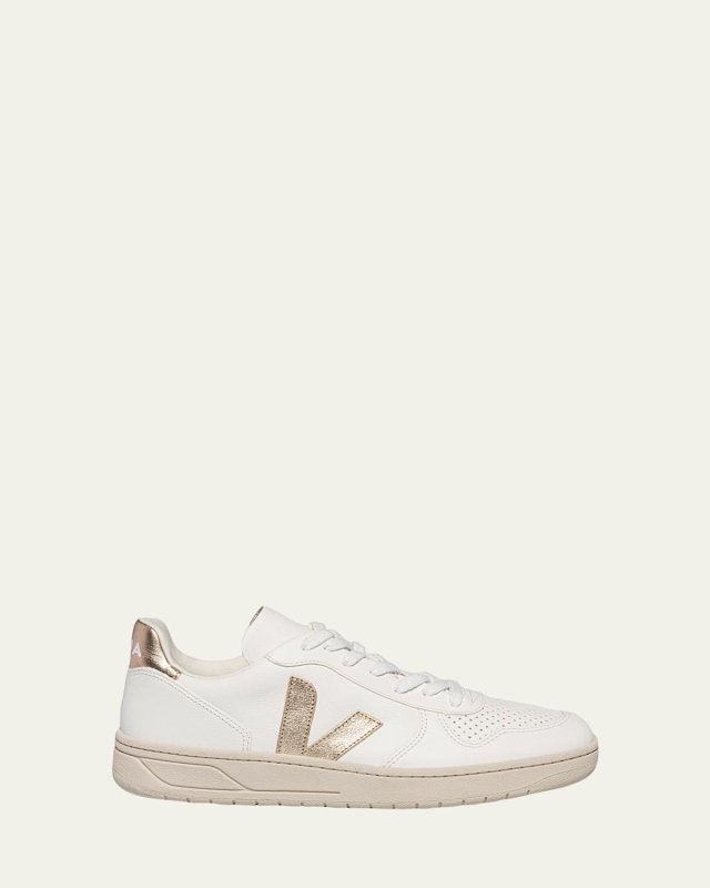 V-10 Bicolor Metallic Low-Top Sneakers