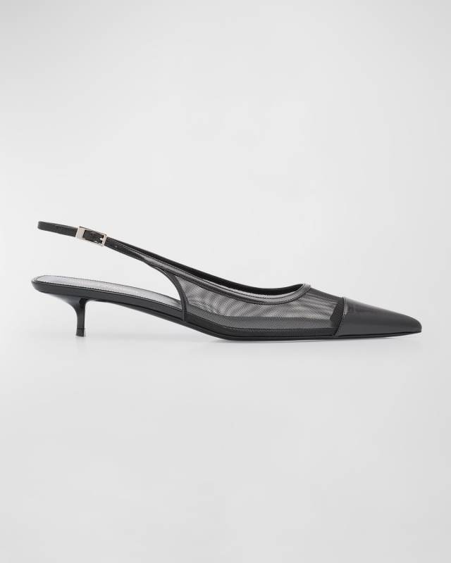 Oxalis Leather Mesh Slingback Pumps