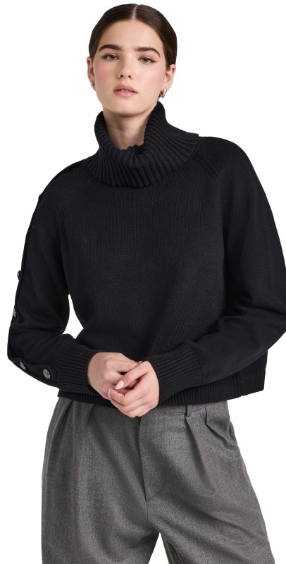 L'AGENCE Kenny Cold Shoulder Turtleneck Black