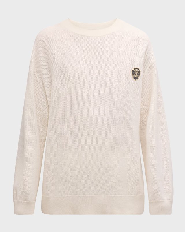 Solomeo Crest Cashmere Pique Knit Sweat