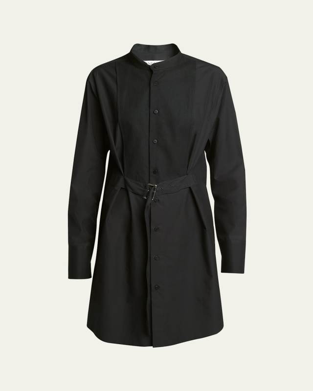 Tuxedo Belted Shirt Dress