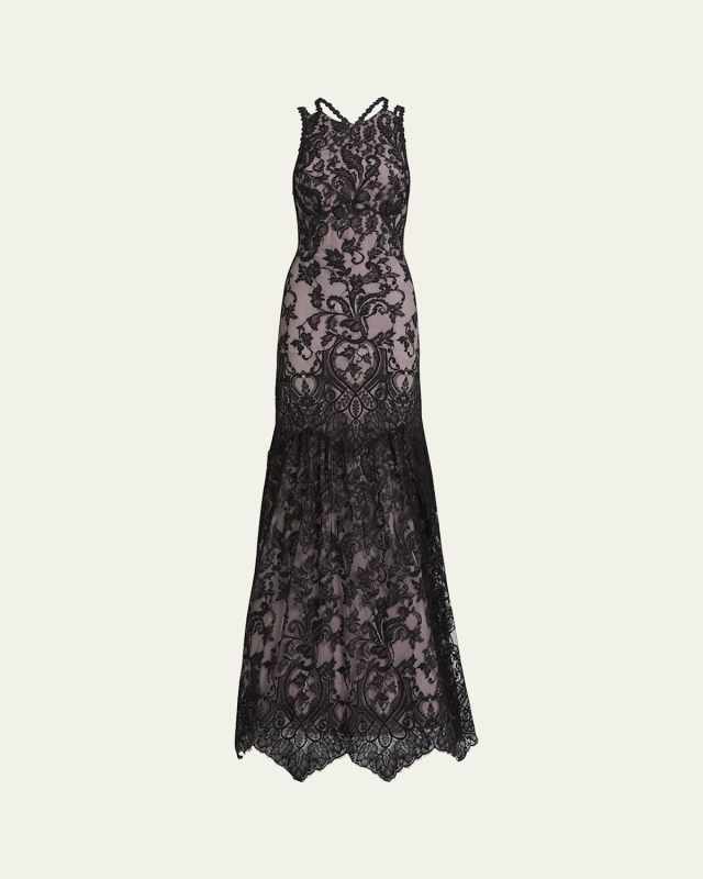 Strappy Lace Trumpet Gown