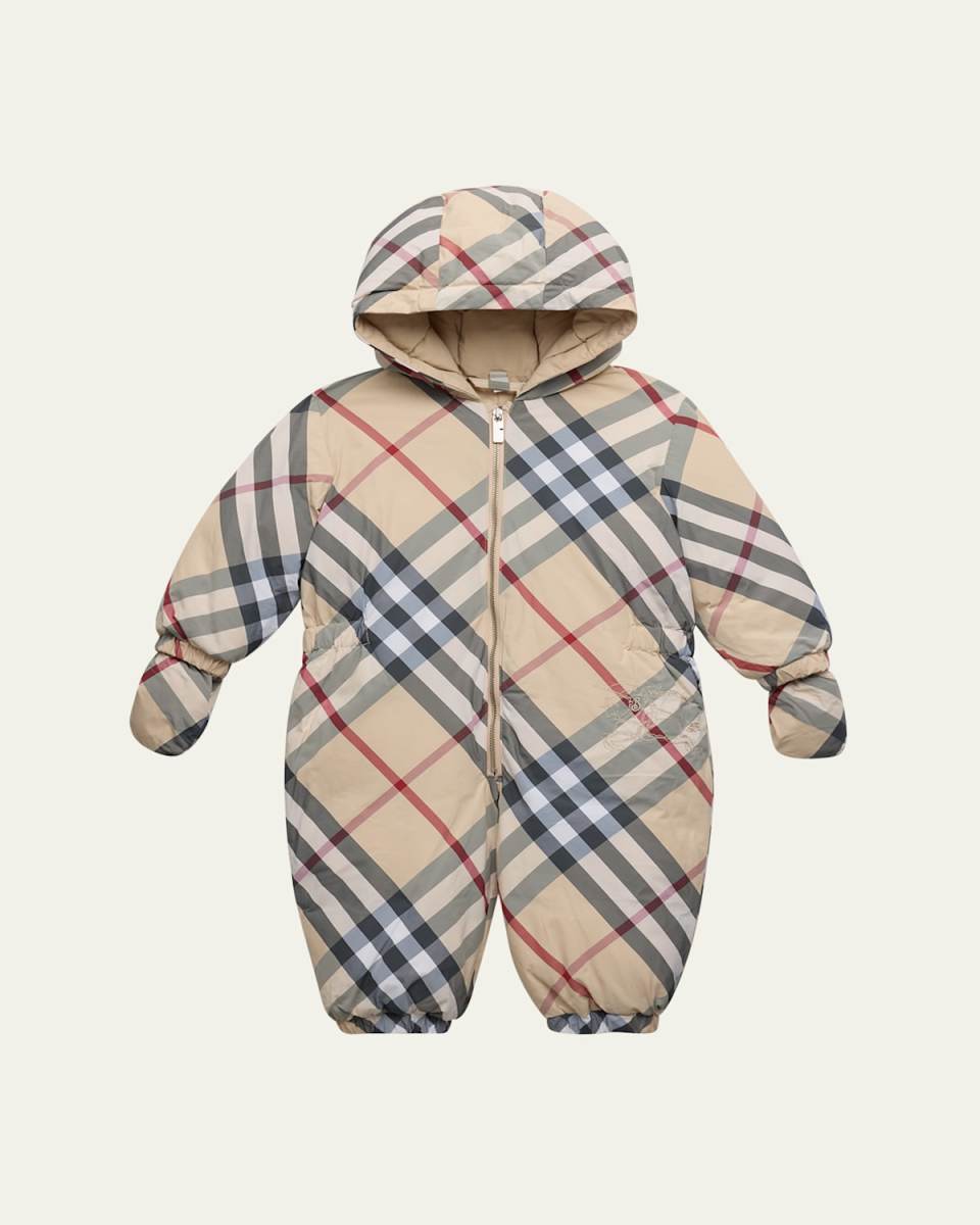 Kid's Robson Check-Print Puffer Suit, Size 3M-18