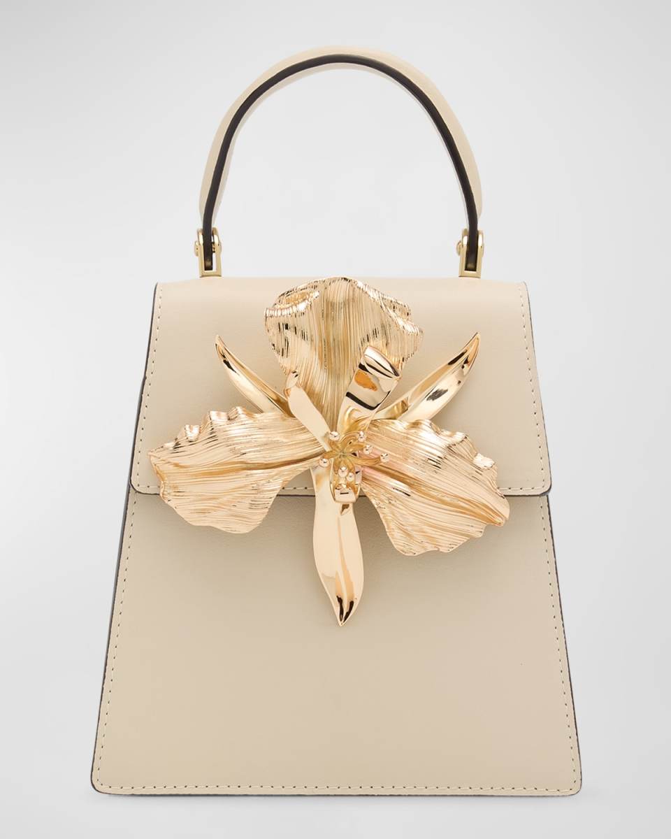 Emilia Mini Flower Leather Top-Handle Bag