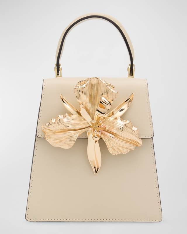 Emilia Mini Flower Leather Top-Handle Bag