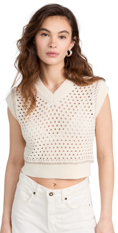 Guest in Residence Mesh Cropped Vest Cream