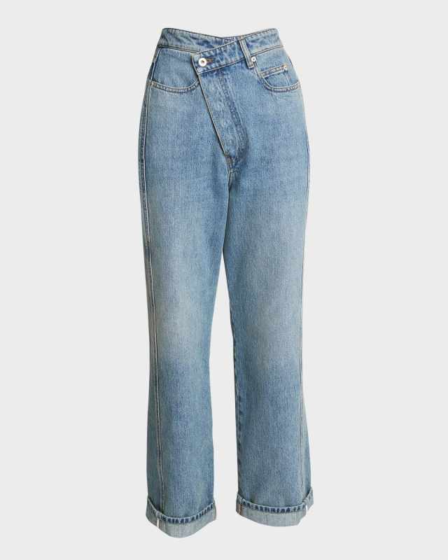 Deconstructed Criss-Cross Waistband Jeans