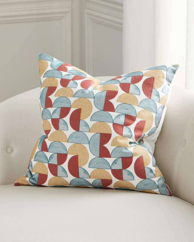 Perspective Embroidered Decorative Pillow, 22" Square
