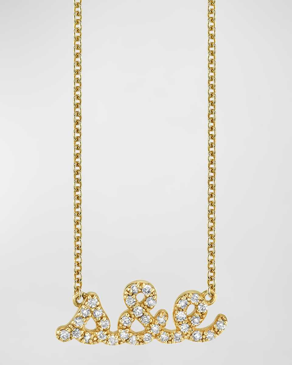 14K Small 2-8 Letter Personalized Diamond Script Necklace