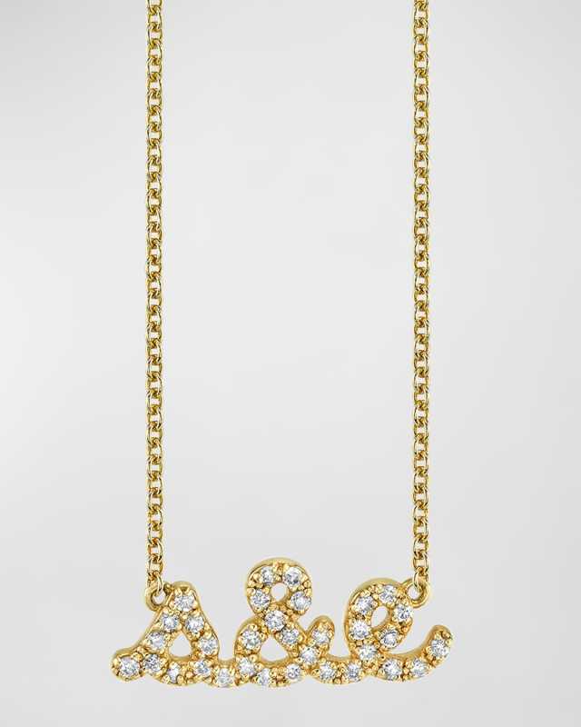 14K Small 2-8 Letter Personalized Diamond Script Necklace