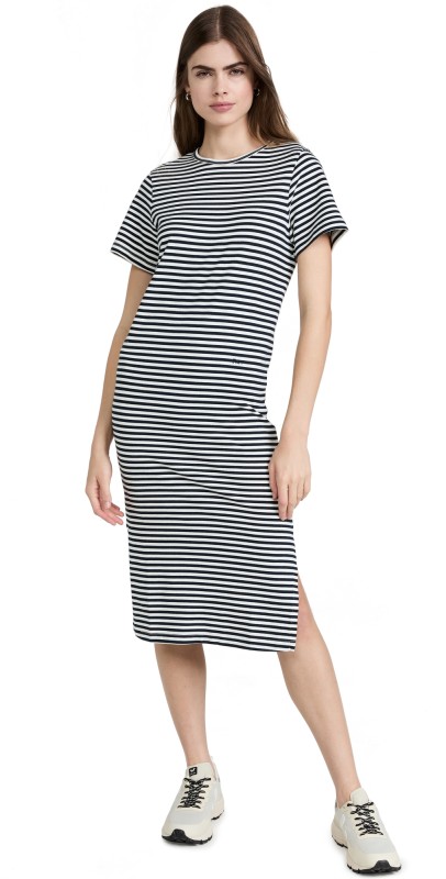 FRAMEtriped Crewneck Dress Navy Multi