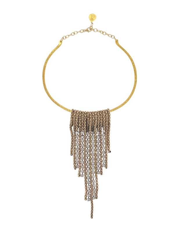Mesh Crystal Bar Collar Necklace
