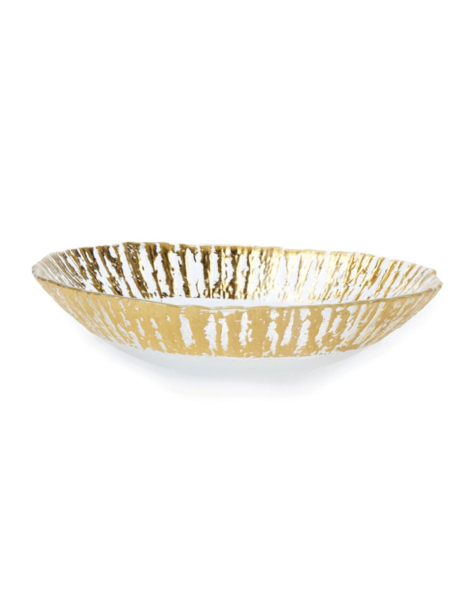 Rufolo Glass Medium Oval Serving Bowl, Gold