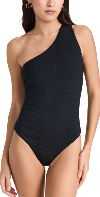 Beach Riot Alba One Piece Black Waffle