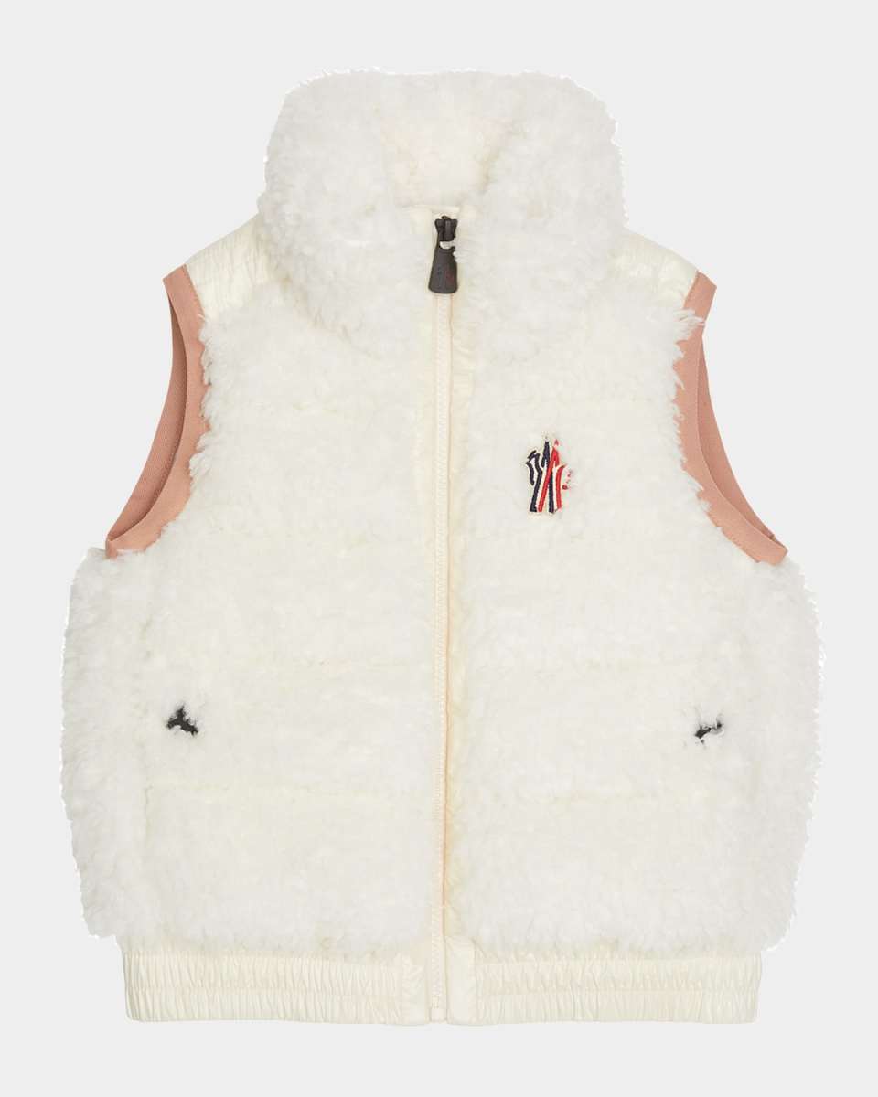 Girl's Quilted Faux Shearling Vest, Size 8-14