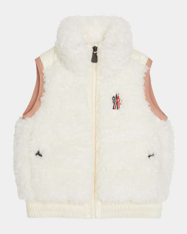 Girl's Quilted Faux Shearling Vest, Size 8-14