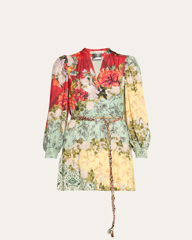 Antonette Long-Sleeve Mini Dress