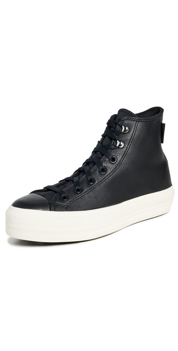 Converse Chuck Taylor All Star Lift Platform Water Repellent Leather Sneakers Black/Black/Egret