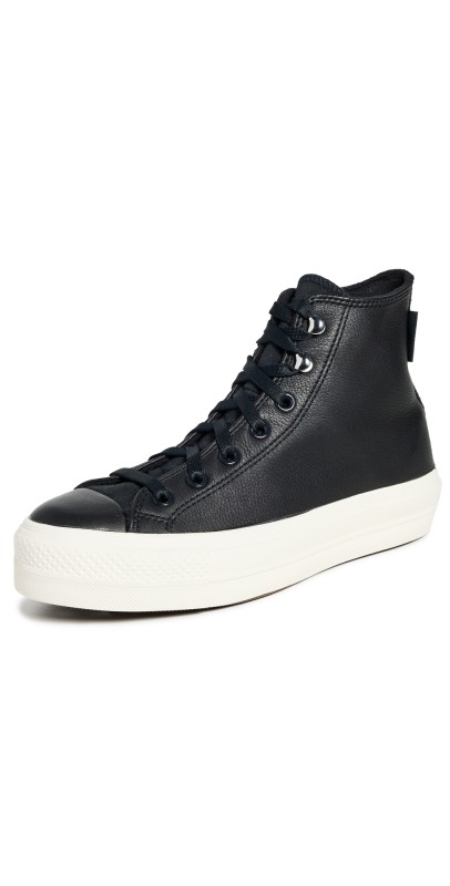 Converse Chuck Taylor All Star Lift Platform Water Repellent Leather Sneakers Black/Black/Egret