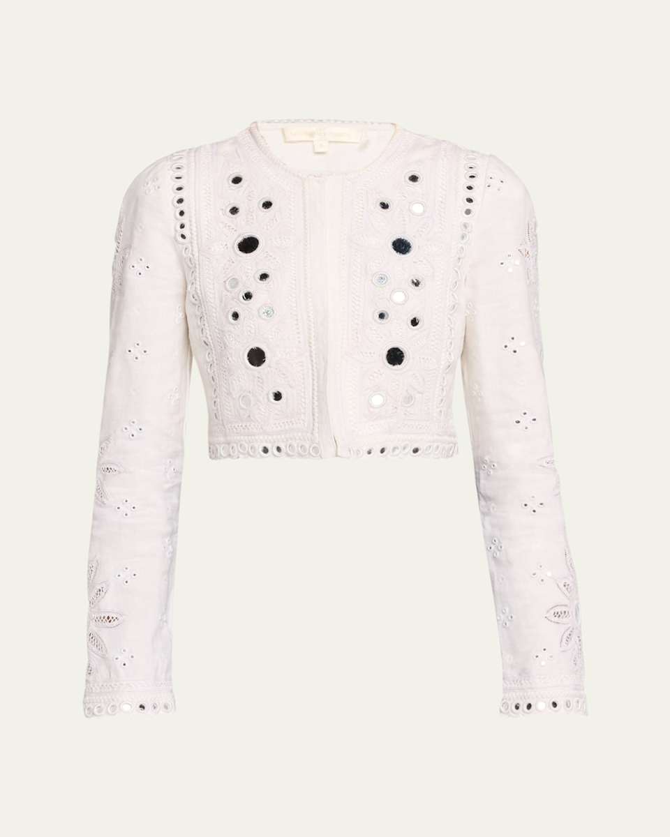 Veranda Eyelet Embroidered Crop Jacket