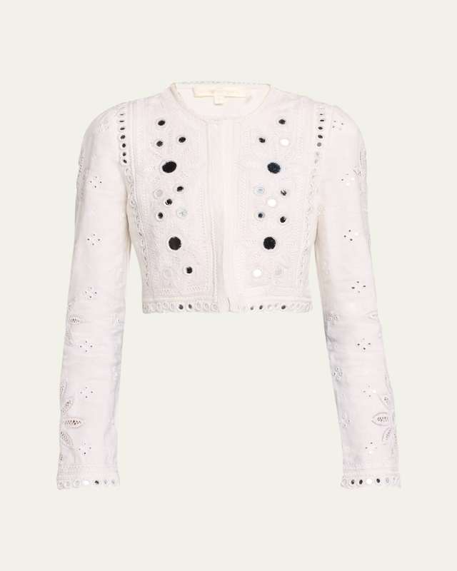 Veranda Eyelet Embroidered Crop Jacket