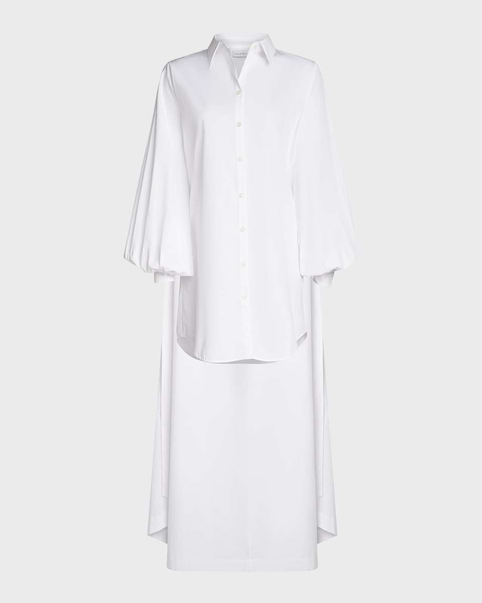 Korina Bishop-Sleeve Cotton Poplin Cape Shirt