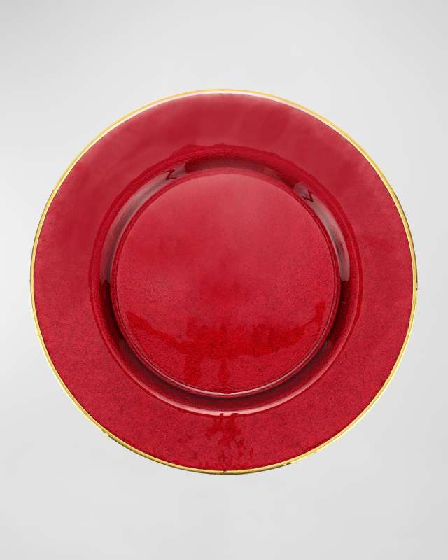 Metallic Glass Ruby Charger Plate