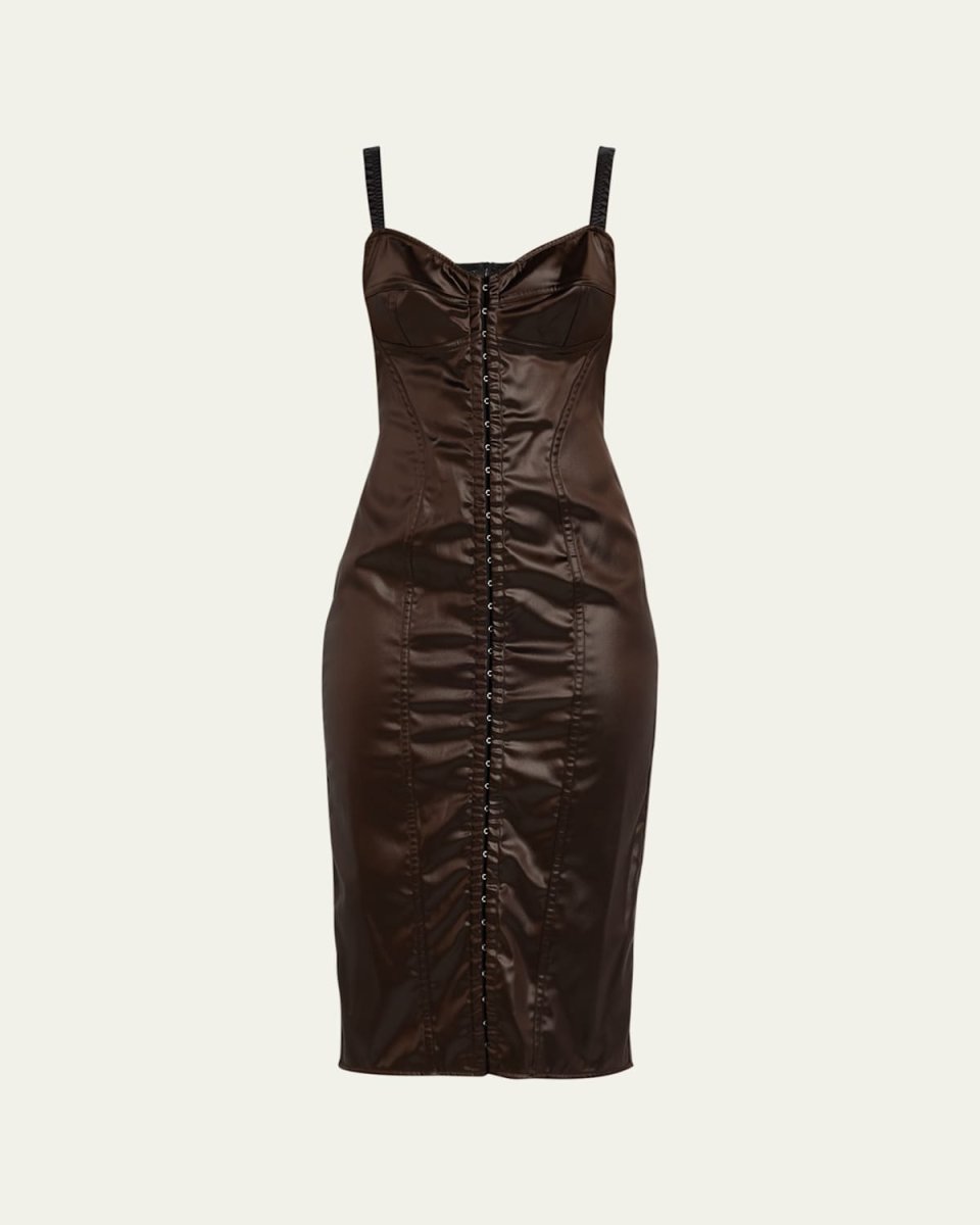 Laminated Bustier Body-Con Midi Dress