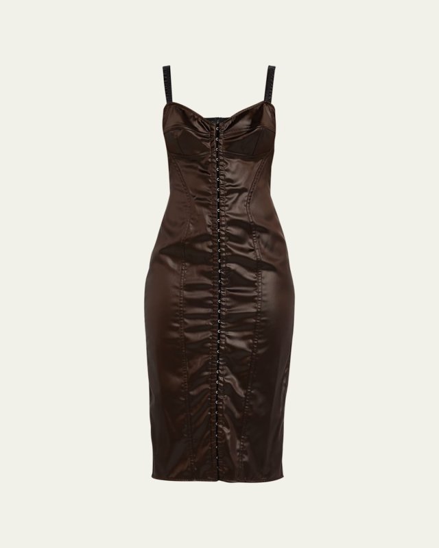 Laminated Bustier Body-Con Midi Dress