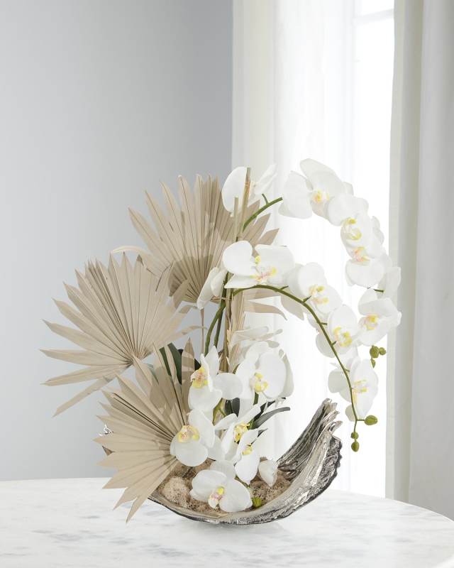Silver Wave Faux Floral Arrangement in Aluminum Container - 24"T