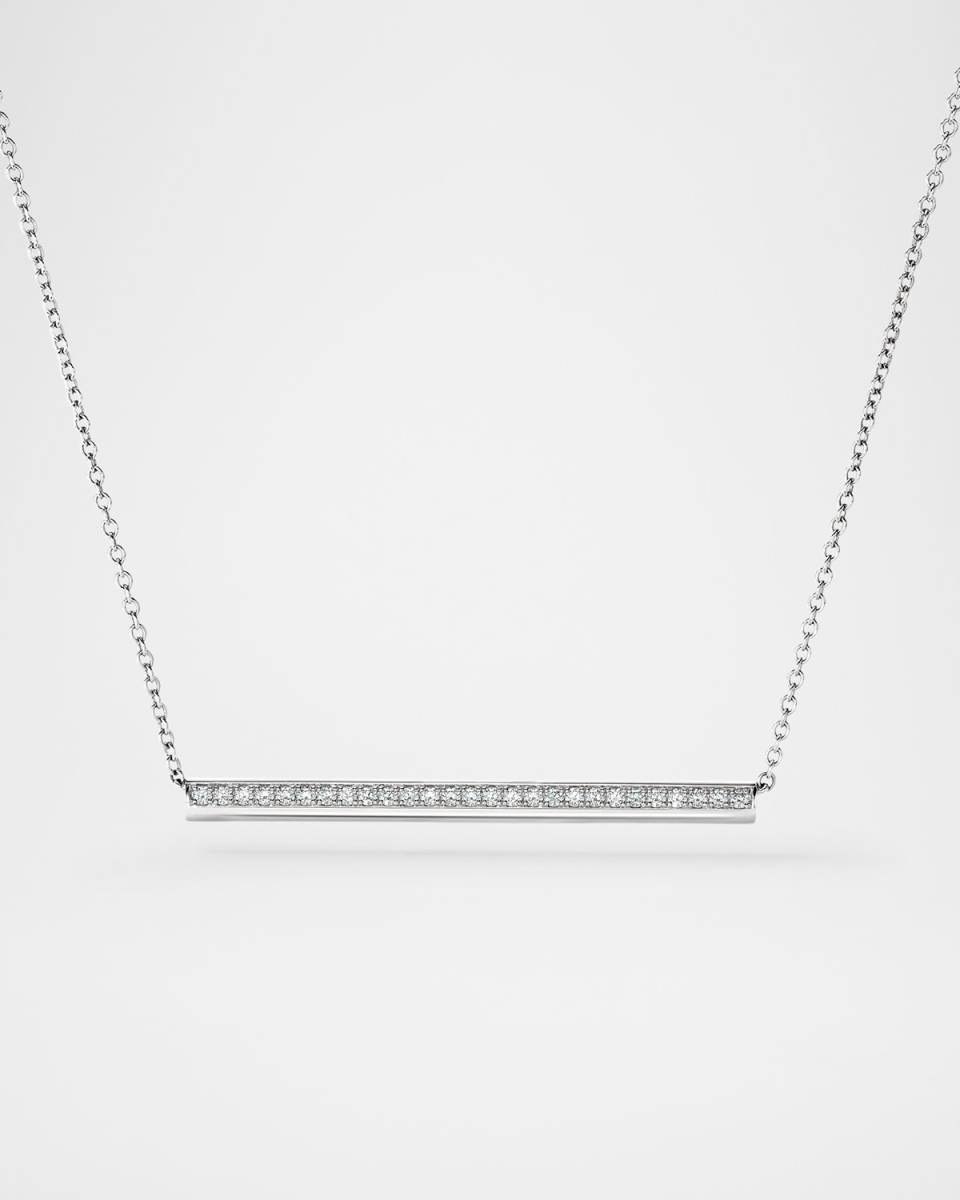 Barre 18K White Gold Pave Diamond Pendant Necklace