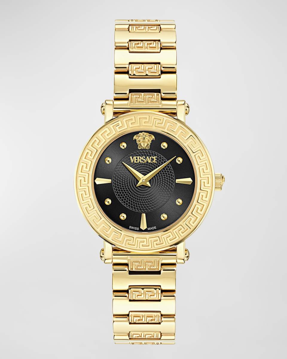 35mm Greca Sphere Watch with Bracelet Strap, Gold/Black