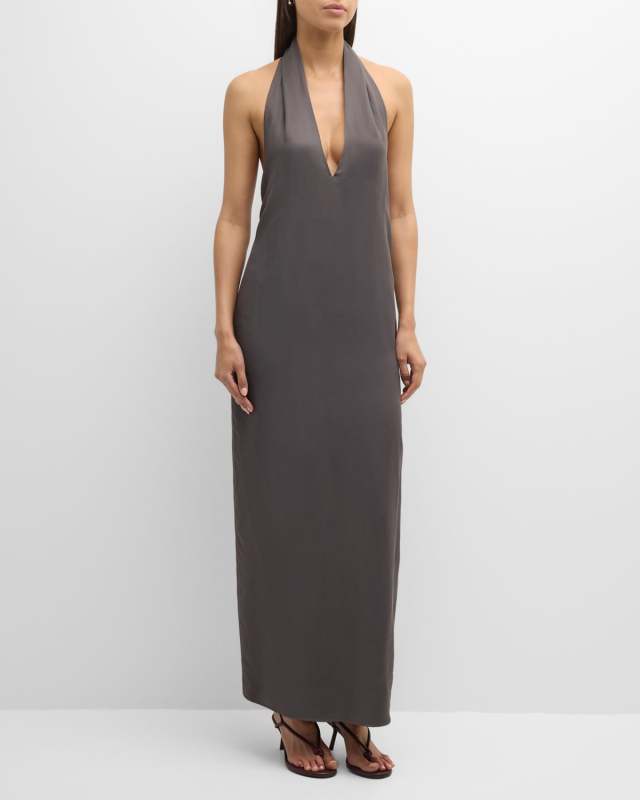 The Sybil Silk Halter Dress