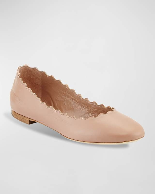 Lauren Scalloped Leather Ballet Flats