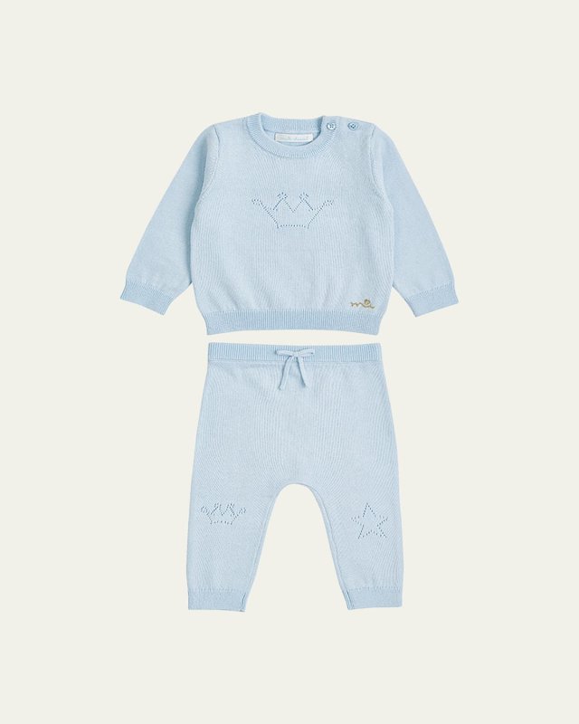 Girl's Pointelle Crown Two-Piece Set, Size 3M-24