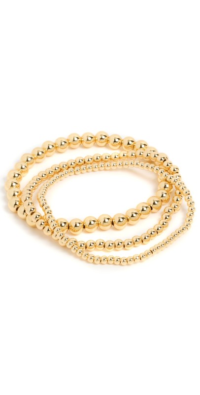 By Adina Eden Graduated Multi Beaded Bracelet Combo Set Gold