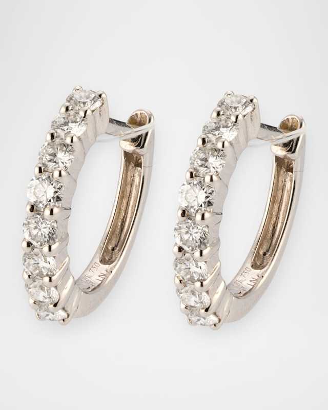 Sparkle 18K White Gold Diamond Huggie Hoop Earrings